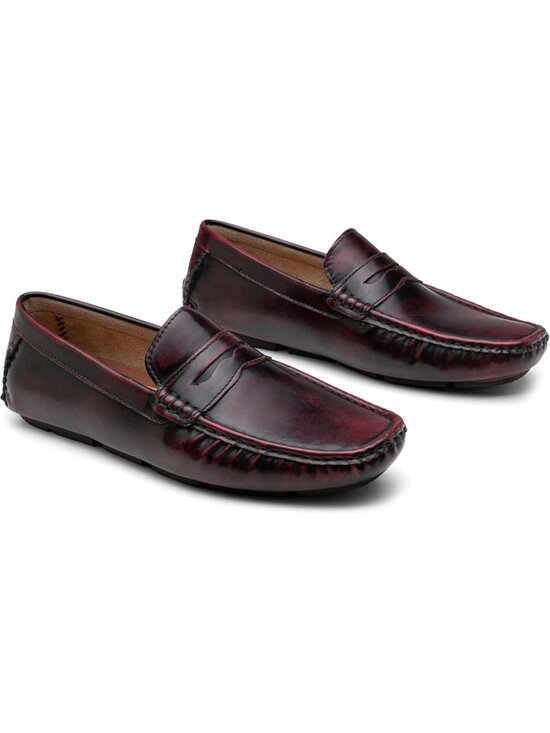Men\'s Brown Wine Loafers Casual Slip On Shoes Soft Penny Loafers Lightweight